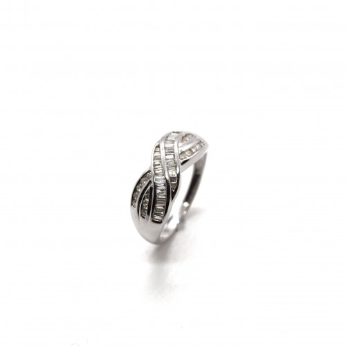 ANILLO CRUZADO OR BLANCO BAGUETTES CLIMENT 1890 - S-20-R17480/BR