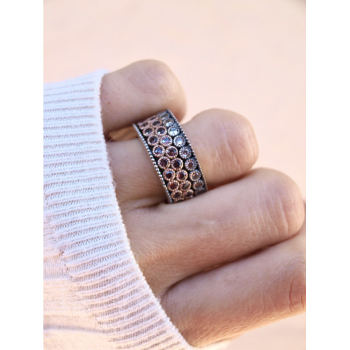 SILVER ZIRCONS SUNFIELD RING - AN060451