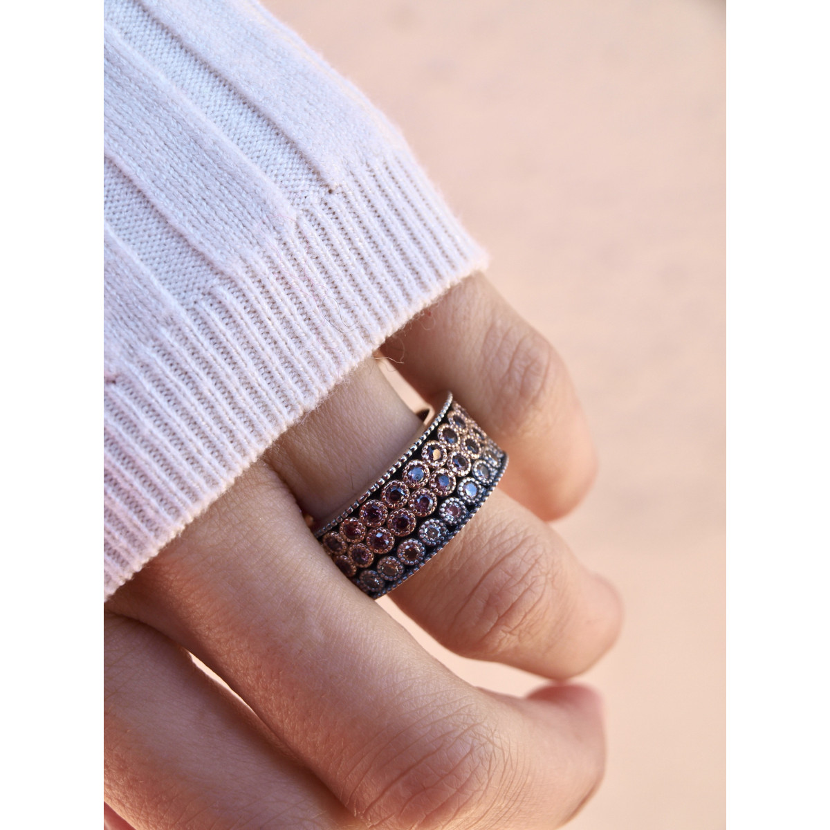 SILVER ZIRCONS SUNFIELD RING - AN060451