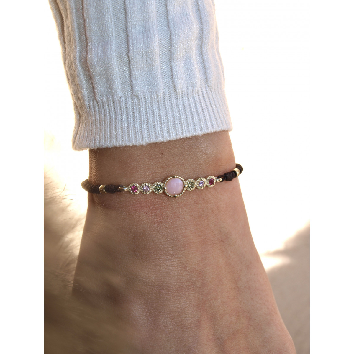 PULSERA TOP SILVER CUARZO ROSA - PU6750PXMACR
