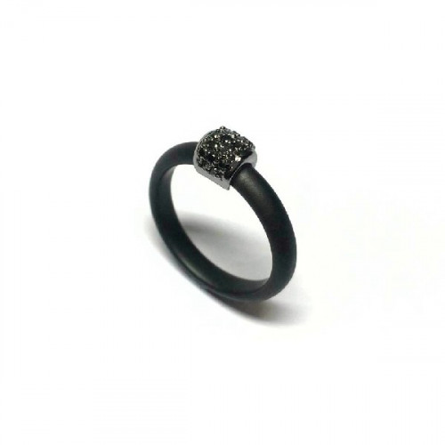 ANILLO OROTECH CERÁMICA Y DIAMANTES NEGROS - AK 6-18 SHK