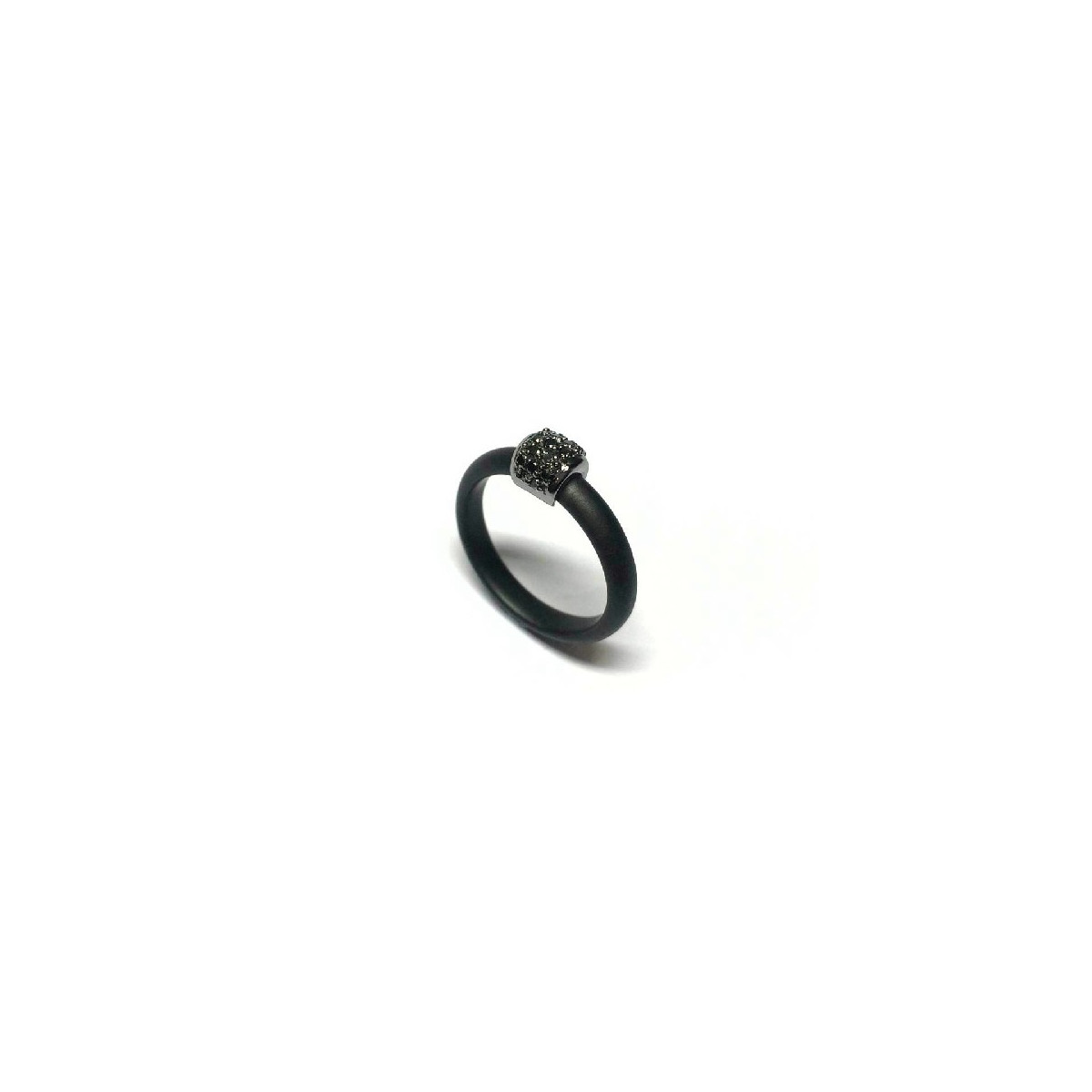 ANILLO OROTECH CERÁMICA Y DIAMANTES NEGROS - AK 6-18 SHK