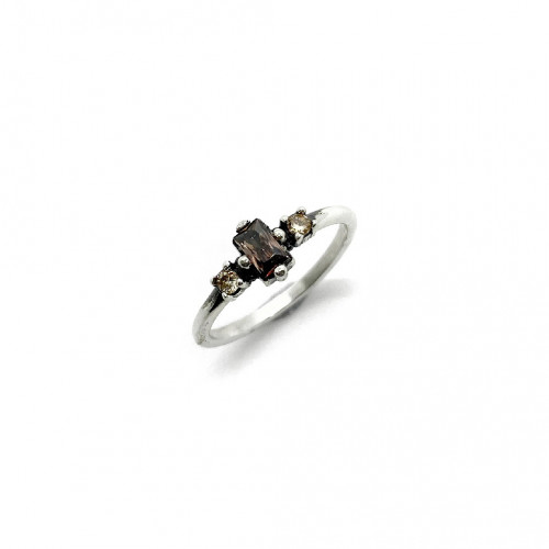 BROWN TOP SILVER RING - AN6501PF