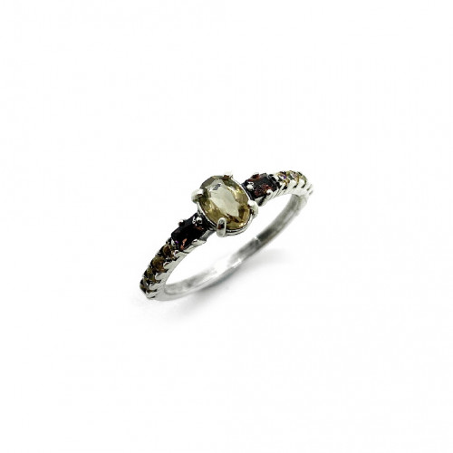 SMOKED QUARTZ TOP SILVER RING - AN6679PF