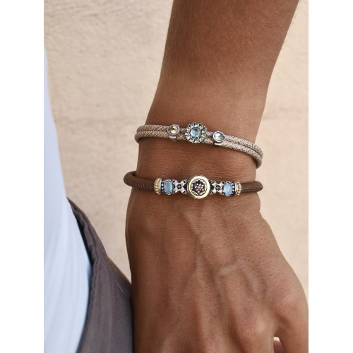 BROWN MELLOW TOP SILVER BRACELET - PU6456PV