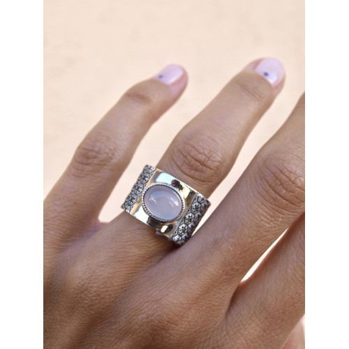 GOLD ROSE QUARTZ SUNFIELD RING - AN062730/15