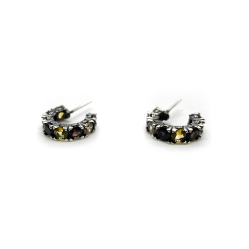 PENDIENTES TOP SILVER MOSTAZA CUARZO FUME - PE6943PCOLM