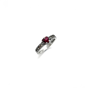 ANILLO TOP SILVER CORAZÓN GRANATE - AN7040PV