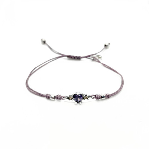 PULSERA TOP SILVER CORAZÓN LILA - PU7054PMAL