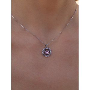 COLLAR TOP SILVER CORAZÓN ROSA - CO7040PCADR