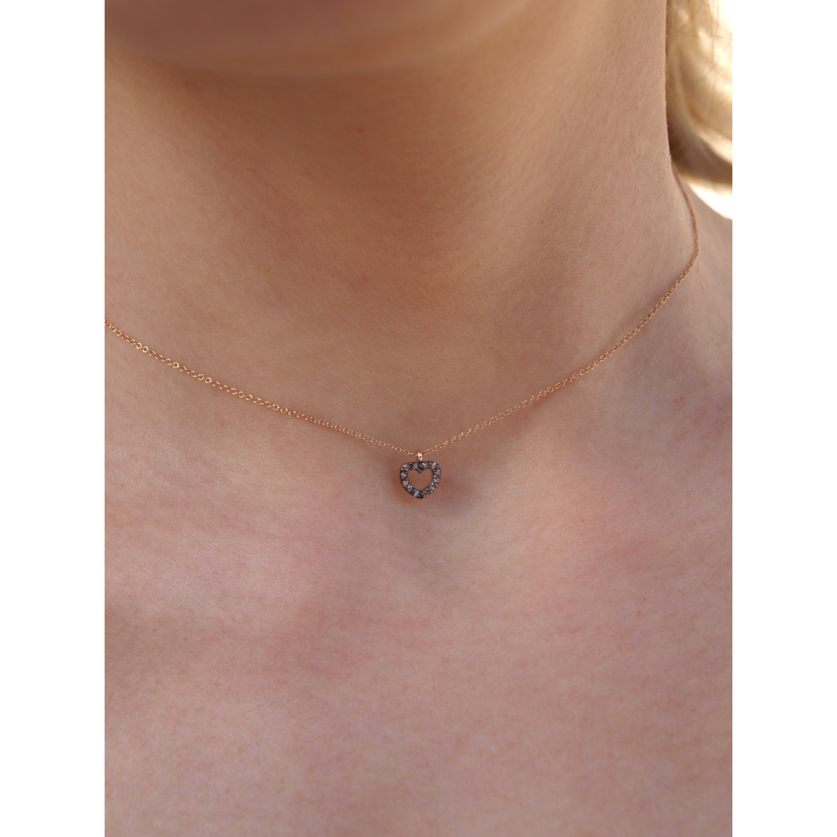 ROSE GOLD HEART DIAMONDS PANOS & SAVAS NECKLACE - N1292