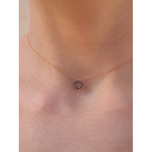 ROSE GOLD HEART DIAMONDS PANOS & SAVAS NECKLACE - N1292
