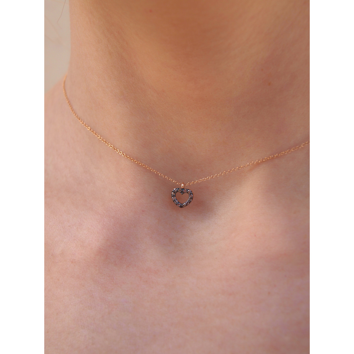 ROSE GOLD HEART DIAMONDS PANOS & SAVAS NECKLACE - N1292