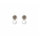 SILVER AND PEARL FLOWER SUNFIELD EARRINGS - PE060641