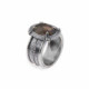 SMOKED QUARTZ PLATADEPALO RING - WR068X T/16