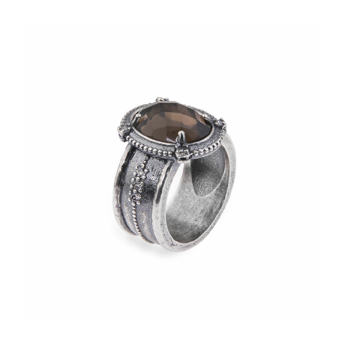 ANILLO PLATADEPALO CUARZO FUME - WR068X T/16