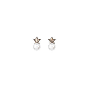 PENDIENTES SUNFIELD PLATA Y PERLA ESTRELLA - PE060649