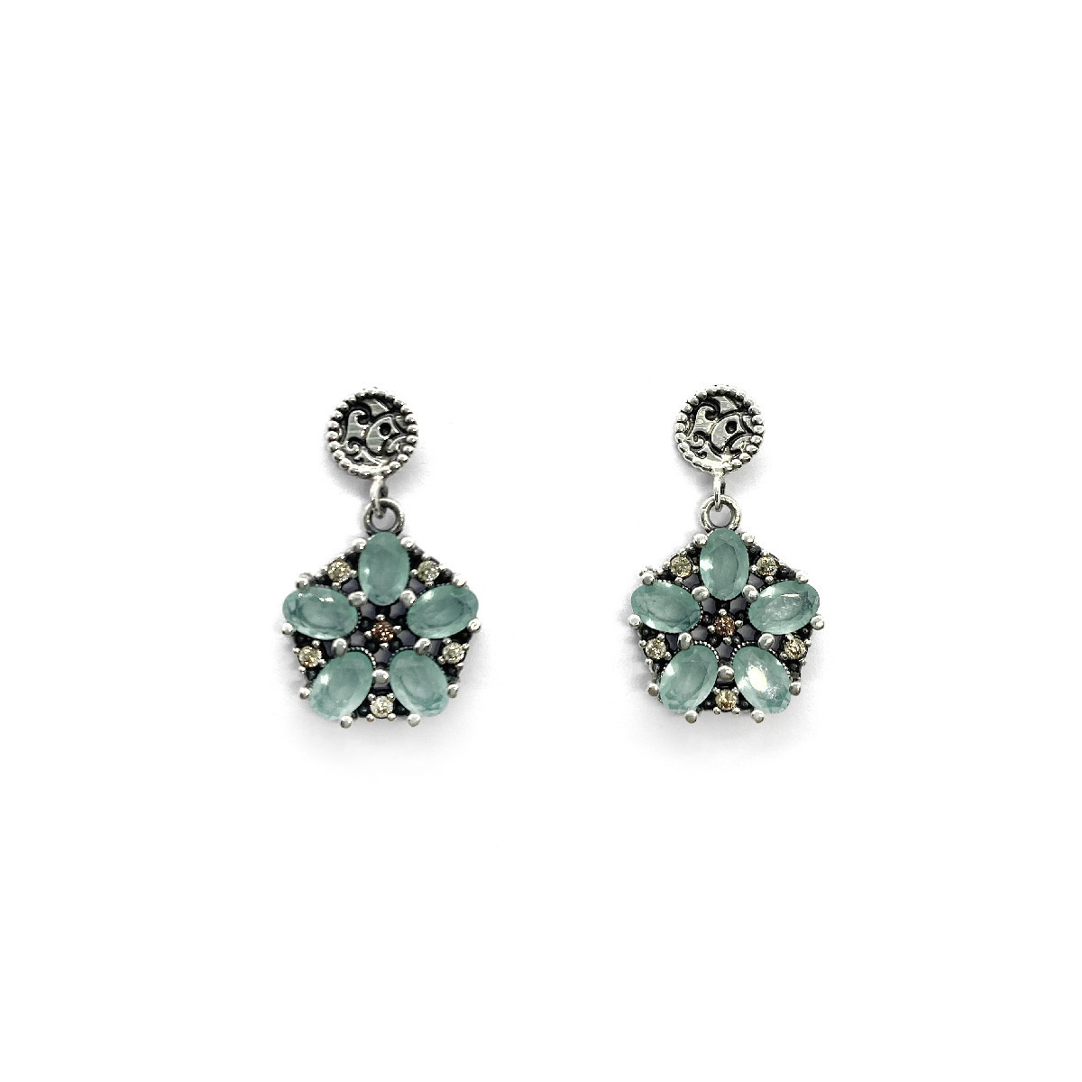 PENDIENTES TOP SILVER CALCEDONIA - PE7065PC