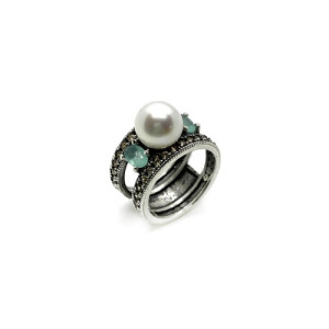 PEARL CHALCEDONY TOP SILVER RING - AN7022PK