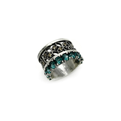 GREEN TOP SILVER RING - AN7029P