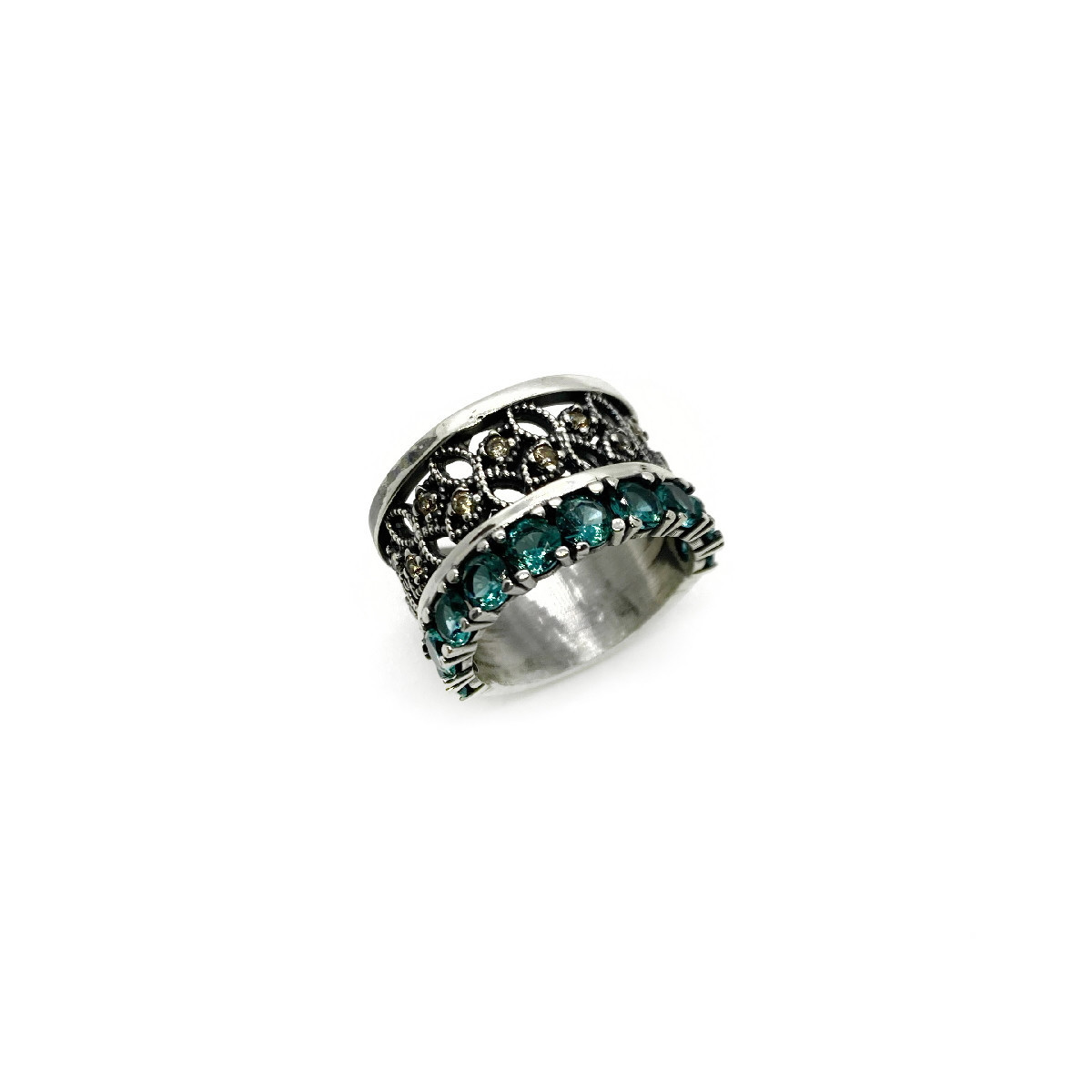 ANILLO TOP SILVER VERDE - AN7029P