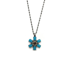 TURQUOISE TOP SILVER NECKLACE - CO7081PCAD