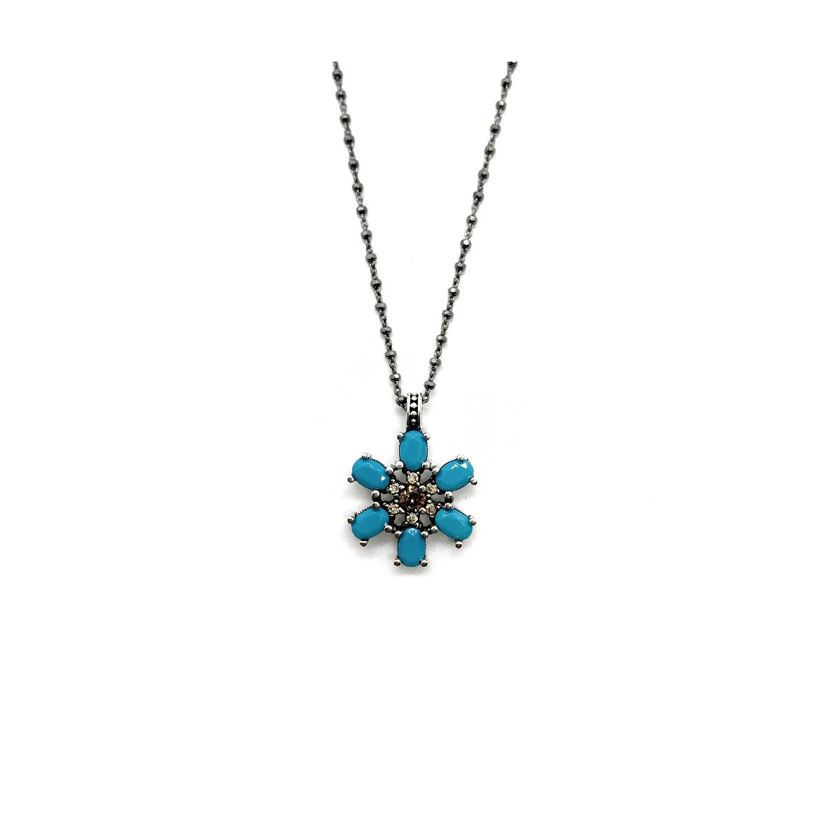 TURQUOISE TOP SILVER NECKLACE - CO7081PCAD