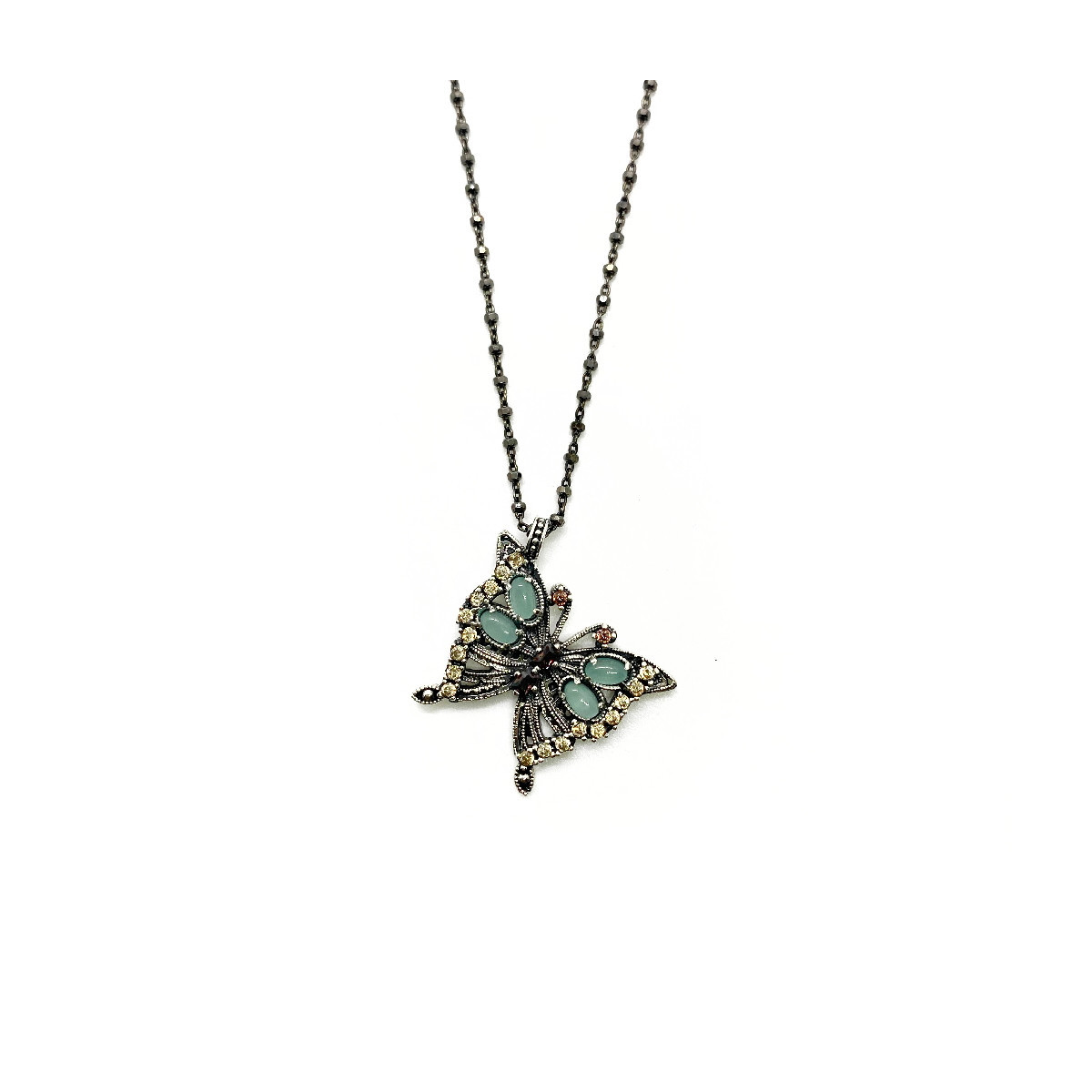 COLLAR TOP SILVER CALCEDÓNIA MARIPOSA - CO7001PPCAD