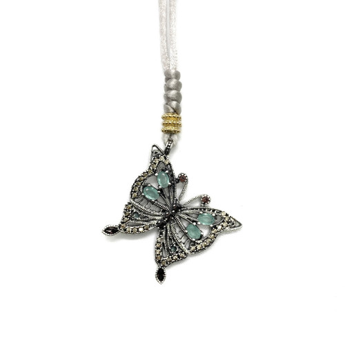 BUTTERFLY CHALCEDONY TOP SILVER NECKLACE - CL7001P