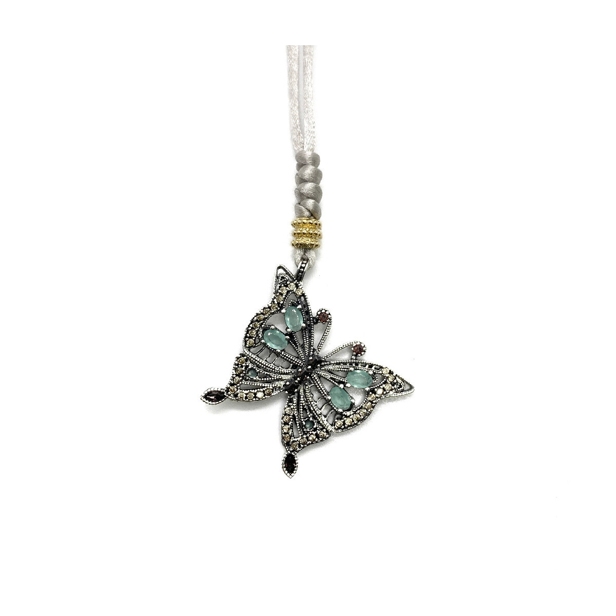 BUTTERFLY CHALCEDONY TOP SILVER NECKLACE - CL7001P