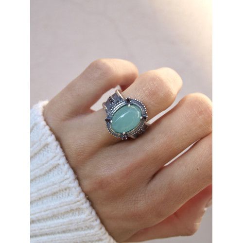 CHALCEDONY PLATADEPALO RING - WR066X T/14