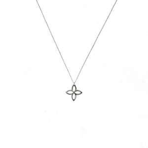 COLLAR EKAN ORO BLANCO DIAMANTE FLOR - 084664