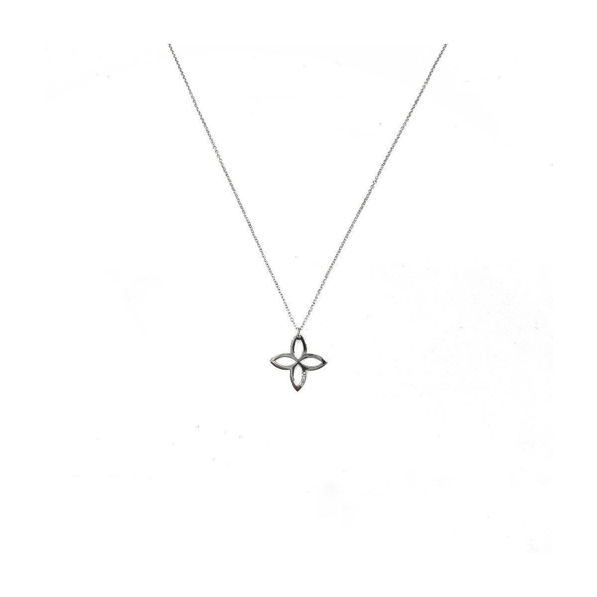 COLLAR EKAN ORO BLANCO DIAMANTE FLOR - 084664