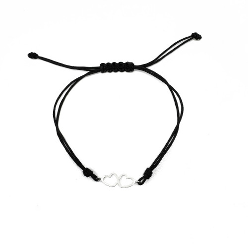 WHITE GOLD 2 HEARTS EKAN BRACELET - 084696