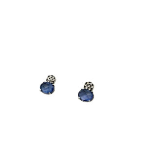 BLUE TOP SILVER EARRINGS - PE7445PB