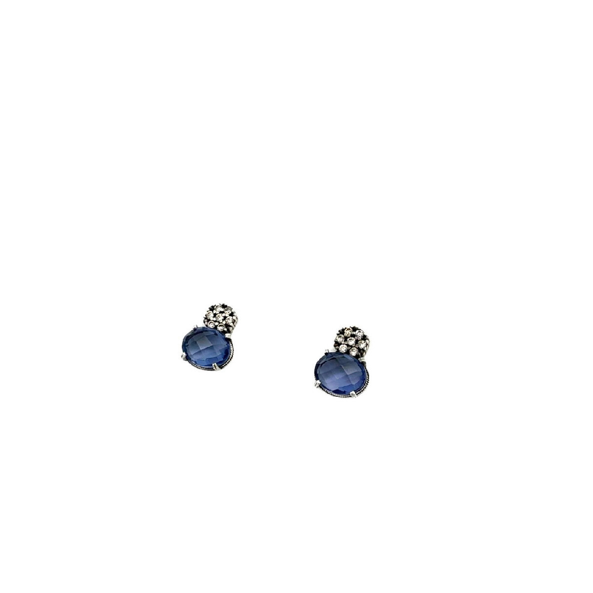 PENDIENTES TOP SILVER AZUL - PE7445PB
