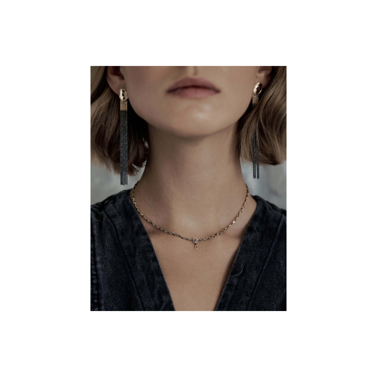 COLLAR MARIE LAURE CHAMOREL ORO NEGRO - MLS727