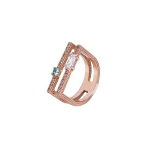 ANILLO ORO ROSA MARRÓN PERLA Y MINT  - AN065422/2