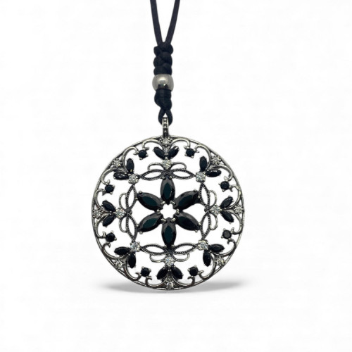 BLACK TOP SILVER NECKLACE - CL7900PN