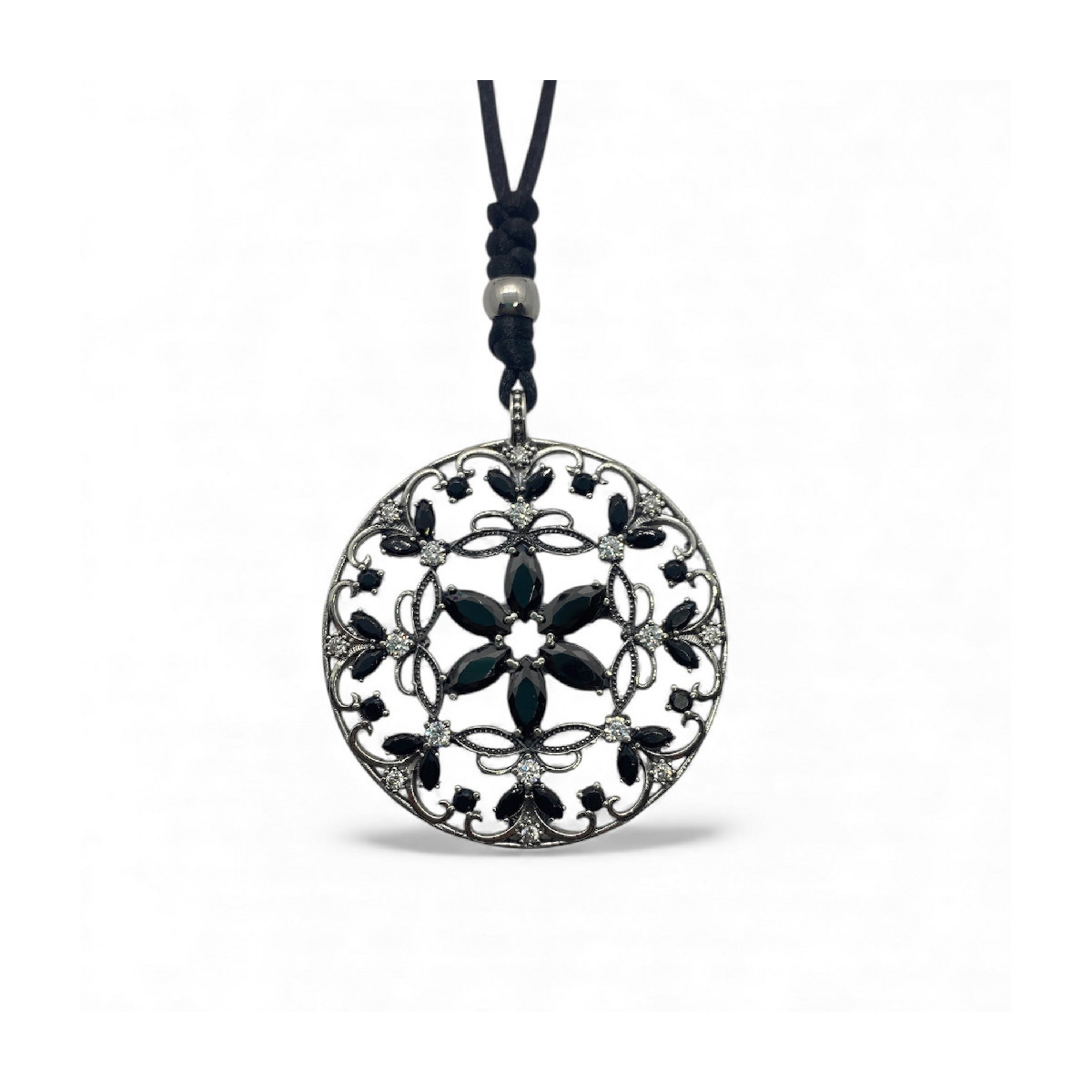 BLACK TOP SILVER NECKLACE - CL7900PN
