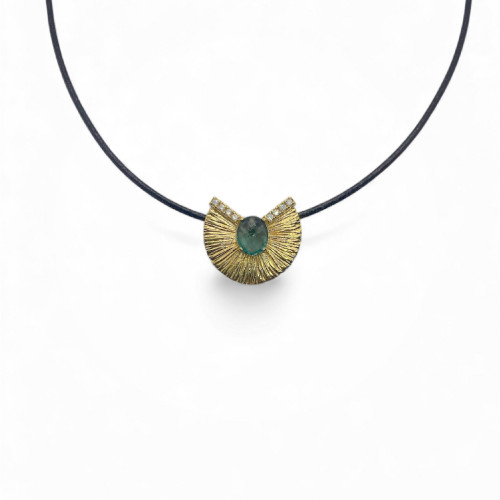 GREEN TOP SILVER NECKLACE - CO7915PXC