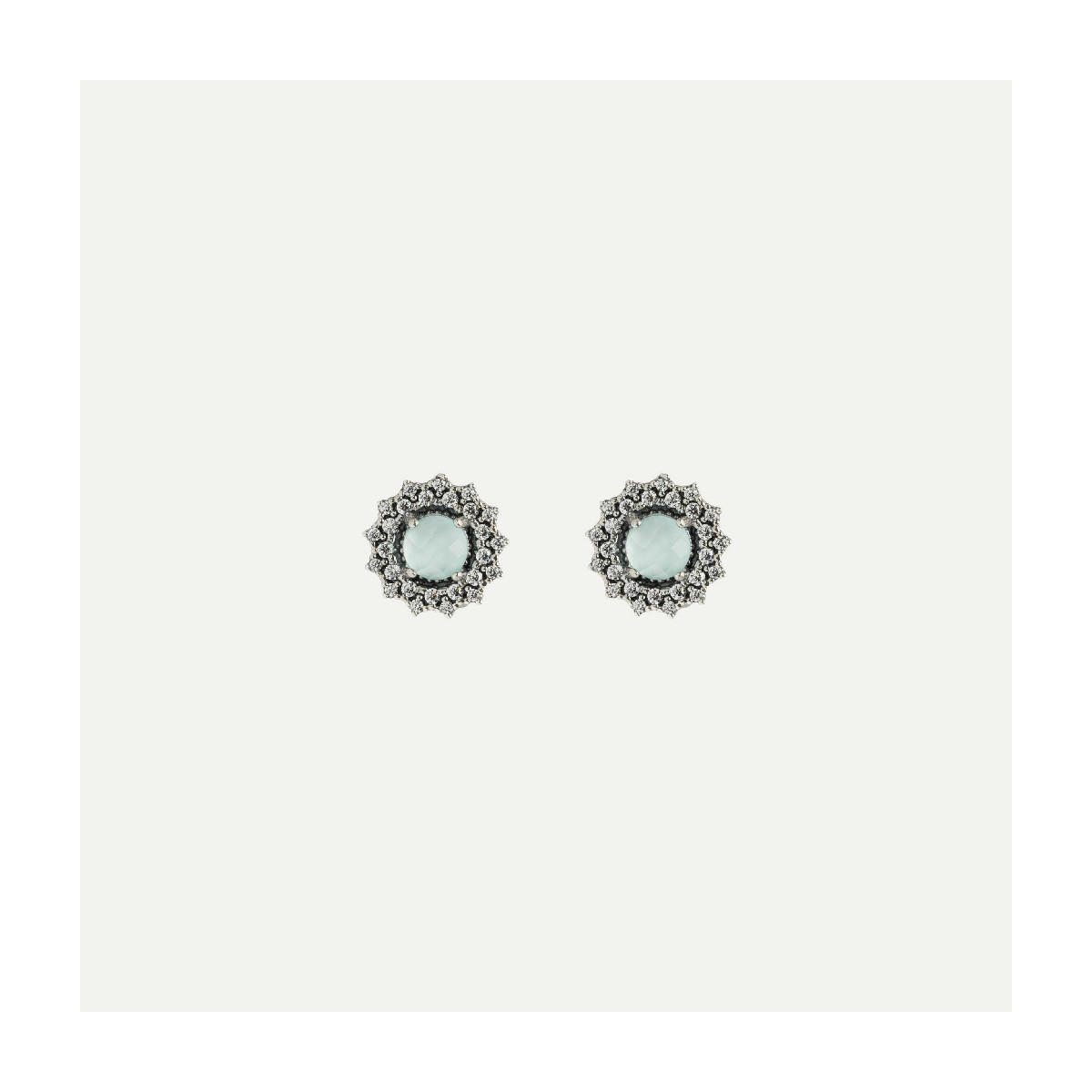 AQUAMARINE SILVER SUNFIELD EARRINGS - PE067530/17