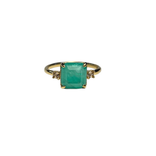 GREEN QUARTZ TOP SILVER RING - AN8139PX