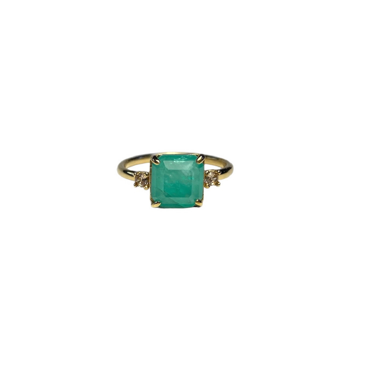 GREEN QUARTZ TOP SILVER RING - AN8139PX