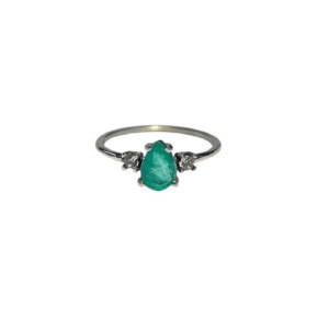 GREEN QUARTZ TOP SILVER RING - AN8123P