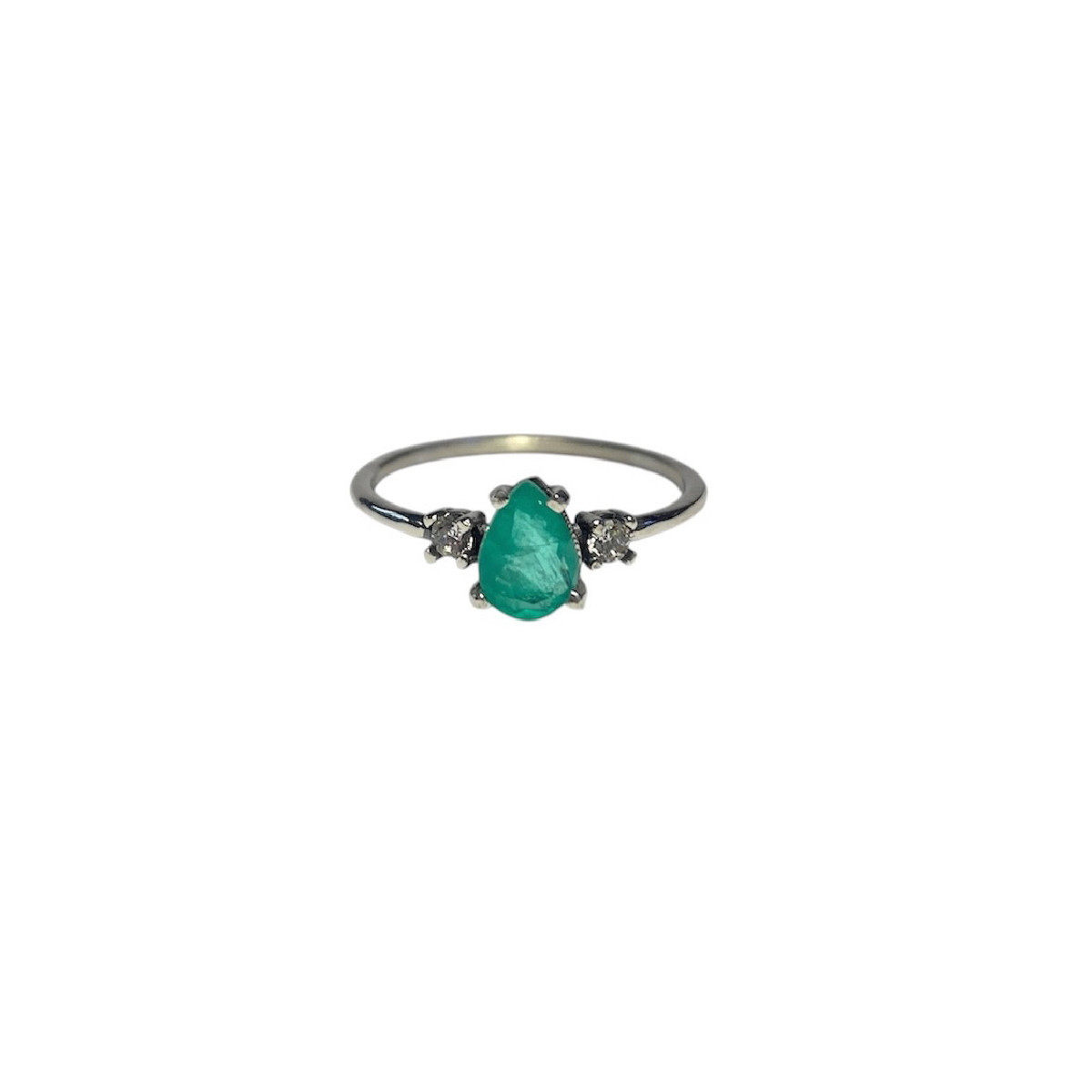 GREEN QUARTZ TOP SILVER RING - AN8123P
