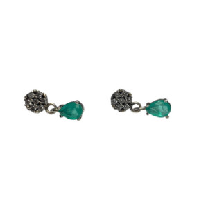 GREEN QUARTZ TOP SILVER EARRINGS - PE8163P