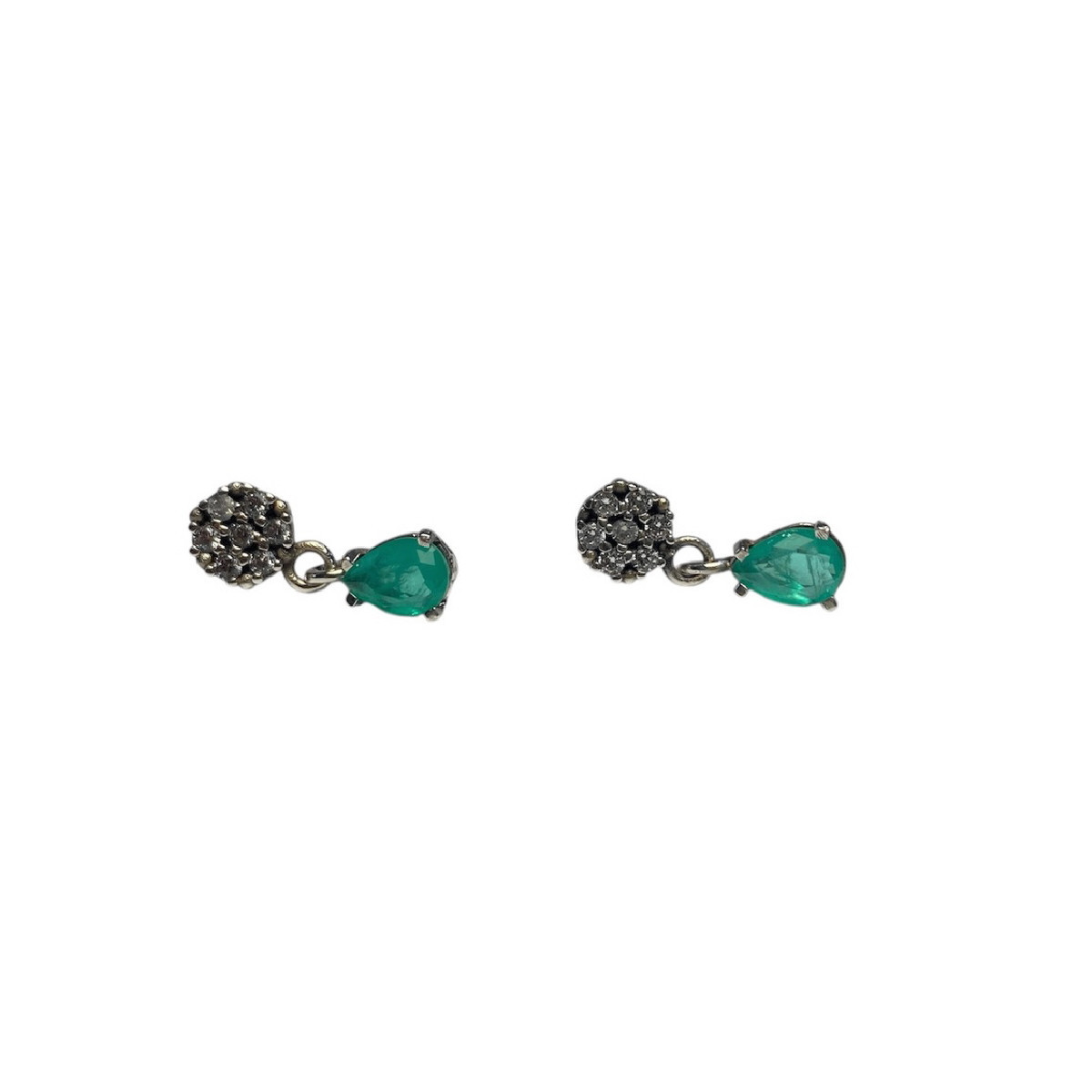 GREEN QUARTZ TOP SILVER EARRINGS - PE8163P