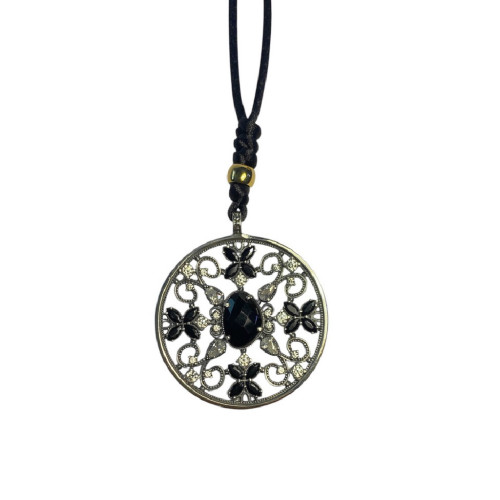 BLACK TOP SILVER NECKLACE - CL7886PN
