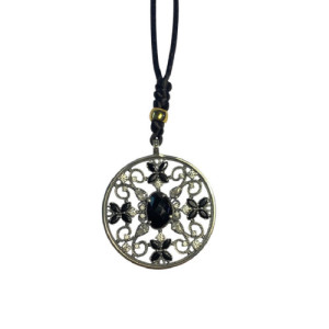 BLACK TOP SILVER NECKLACE - CL7886PN